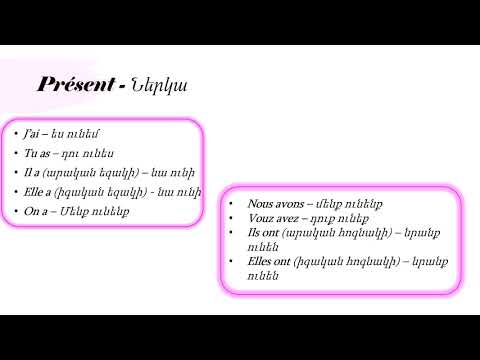 "Avoir" բայ / Դաս  10 / Ֆրանսերեն սկսնակների համար