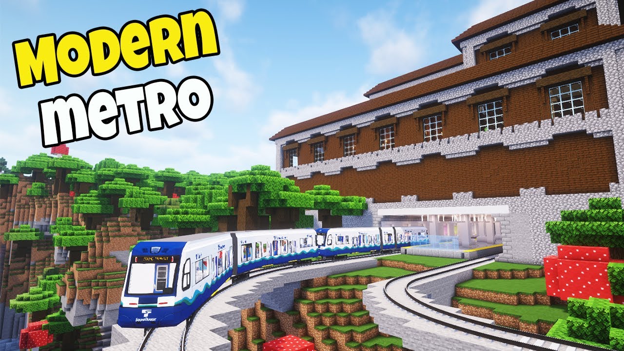 Realistic Modern Metro Train in Minecraft | MTR Transit railway mod | Minecraft Train Mod