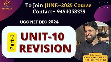 Part 1 || Unit-10: All important Topic Revision || UGC NET-Social Work || C.P. Yadav