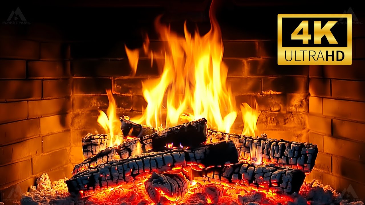 🔥 FIREPLACE 4K (LIVE 24/7). Fireplace video with Burning Logs & Fire ...