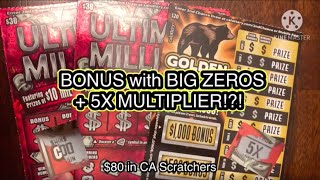 BONUS with BIG ZEROS + 5X MULTIPLIER on SAME $30 CA Scratcher!?!