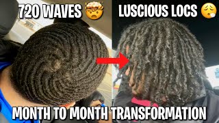 MY LOC JOURNEY 🔥 720 WAVES TO LOCS 🤯 MONTH TO MONTH LOC JOURNEY 👀