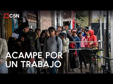 HUNDREDS OF PEOPLE LINED UP AND CAMPED OUT IN GUERNICA FOR A JOB AT A WHOLESALER