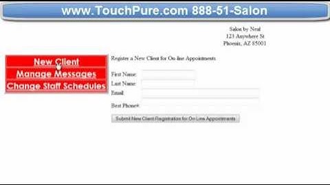 Simple Touch Online Appointment Booking for your Salon or Spa using www.TouchPure.com