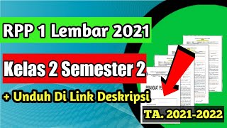 RPP 1 Lembar Kelas 2 Semester 2 - Full Daring Luring 2022