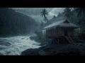 10+ Hours Sleepy River Rain &amp; Thunder 🌴🌧️ | Gentle Deep Sleep ASMR