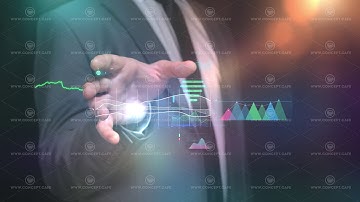 Close-up of working with infographics in augmented reality.