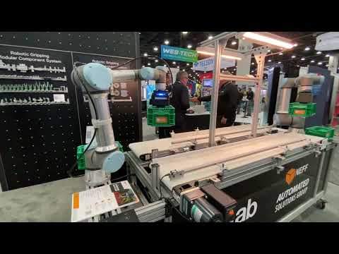 piCOBOT Large EOAT handling parts at Automate Show 2023 - Piab