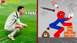 20 Min Real Football vs Stickman | Stickman Dismounting funny moments | Dude Stick