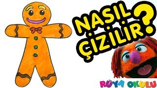 Zencefilli Kurabiye Adam Nasıl Çizilir? - Kurabiye - 🎄🍪 - Çocuklar İçin Resim Çizme - RÜYA OKULU