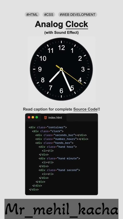 Analog clock #coding #programming #code #htmlcsswebsite #cssanimation # ...