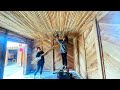 With skillful hands, MAI and HANH built a beautiful wooden ceiling together.