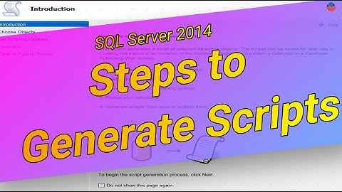 Generate Scripts in SQL Management Server