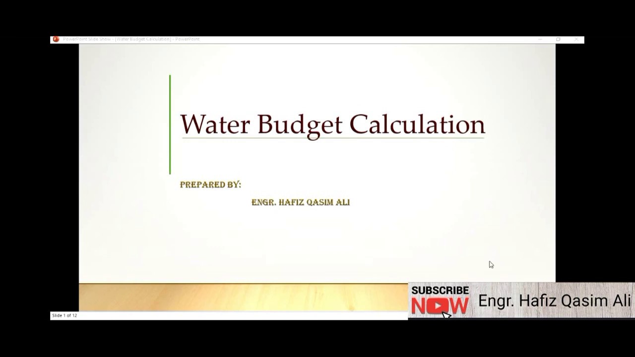 Water Budget Calculation YouTube