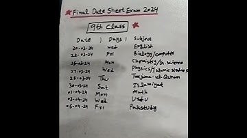 9th class exam date sheet 2024