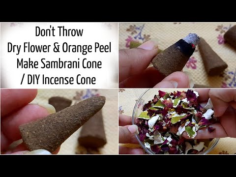 How To Make Sambrani Cone With Dry Flower / DIY Incense Cone With Dry Flower And Orange