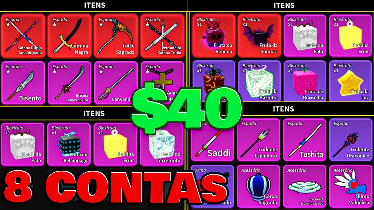 PEGUEI DUAS CONTAS ALEATORIAS no BLOX FRUITS!! 