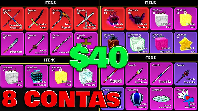 PEGUEI DUAS CONTAS ALEATORIAS no BLOX FRUITS!! 