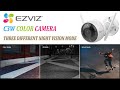 Ezviz C3W Color night vision camera video quality demo at night with three different night mode