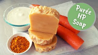 🥕 Carrot Purée & Turmeric Hot Process Soap (Fluid HP), with Yoghurt and Lemongrass essential oil