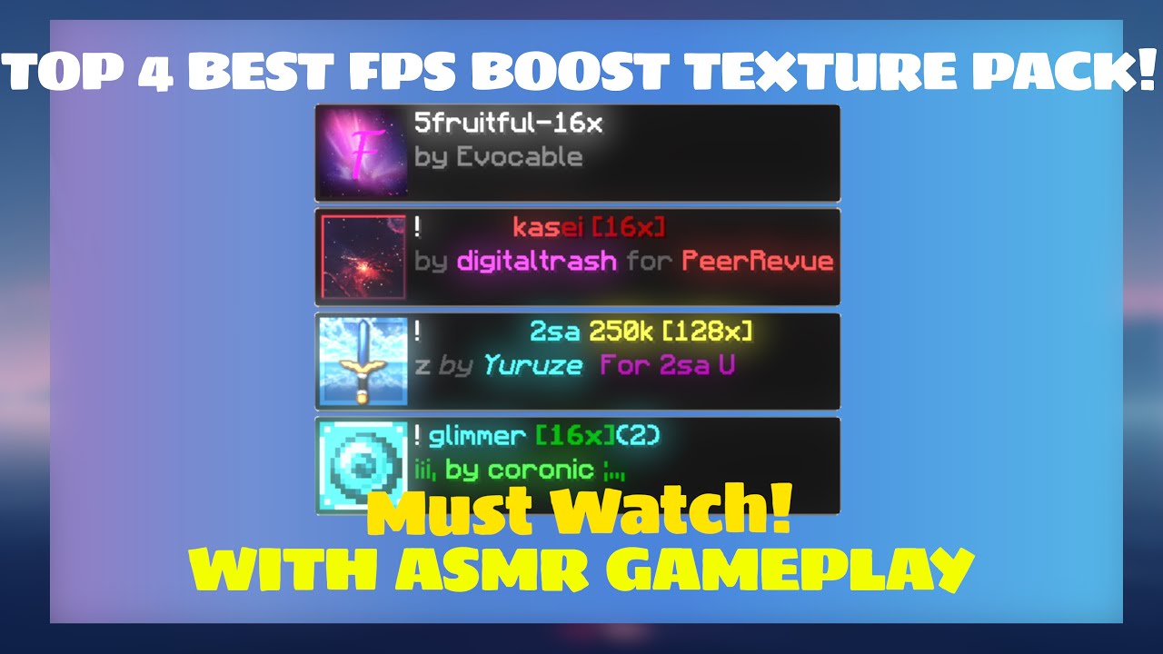Top 4 Best FPS Boost Texture Pack For Minecraft Bedwars | #hypixel # ...