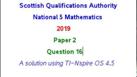 2019 SQA N5 Maths P2 Q16