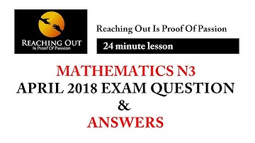 Mathematics N3 April 2018 Question Paper and Memo