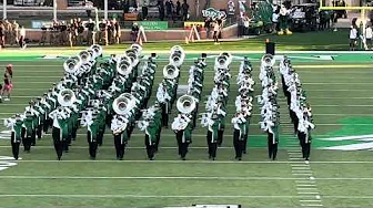 10-10-2025 The University of North Texas Green Brigade Marching Band perform their pregame.