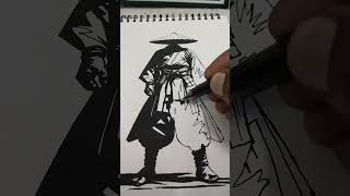 Ninja 🥷 Black pen sketch 🔥#InkArt #SamuraiArt #BlackAndWhiteArt #SketchArtist #ArtistHeart