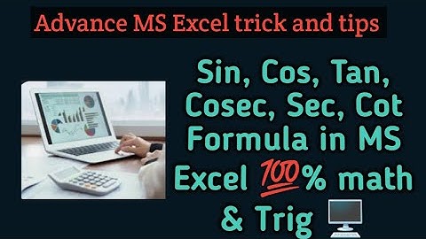 Sin, Cos, Tan, Cosec, Sec, Cot Formula in MS Excel 💯% math & Trig MS Excel for beginners.