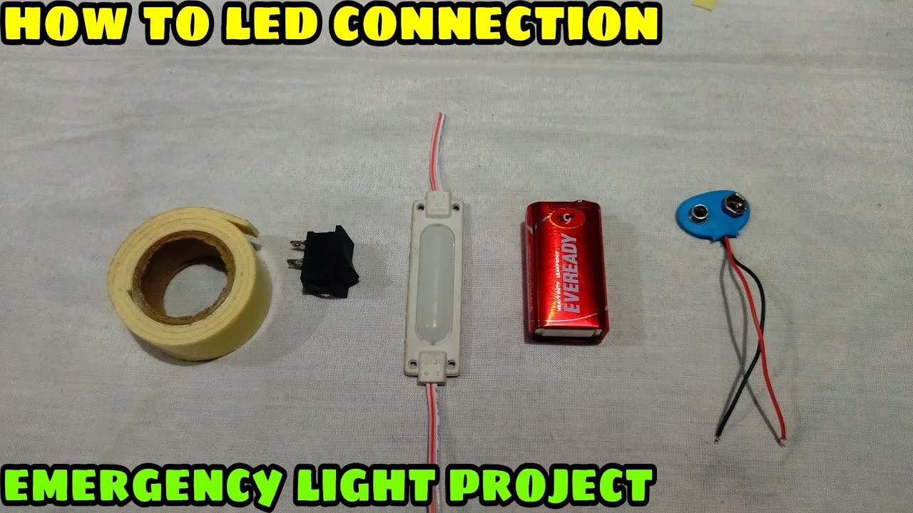 How to led light and 9v battery connection / Emergency light project | science project