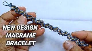 NEW DESIGN MACRAME BRACELET TUTORIAL, CARA MEMBUAT GELANG BENANG MOTIF 