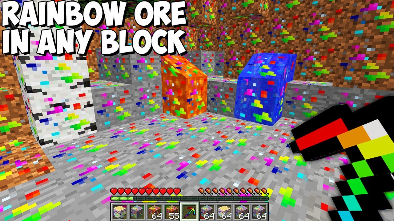 WOW! RAINBOW ORE inside ANY BLOCK in Minecraft ! RAINBOW ORE APOCALYPSE ...