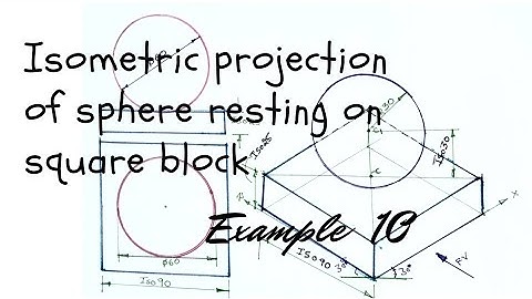 Isometric projection of sphere on square block