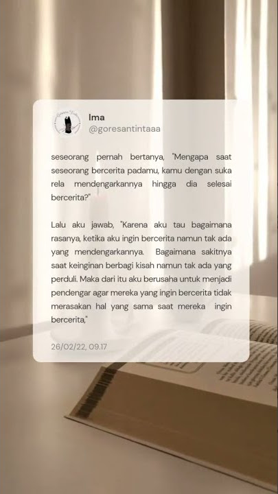 (MENJADI PENDENGAR YANG BAIK) - Jika tidak menemukan orang yang baik, maka jadilah salah satunya.
