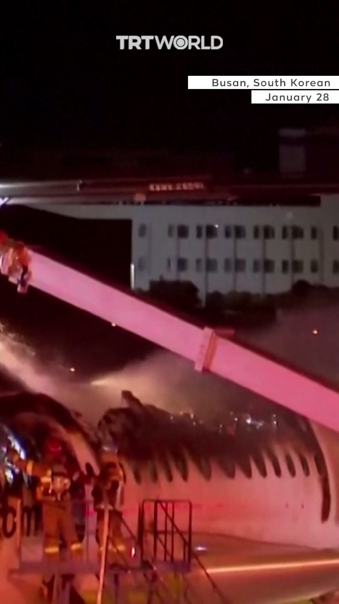 Air Busan plane catches fire at airport in South Korea