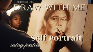 Drawing a Self portrait from a mirror | Soft pastels | relaxing art process video  screenshot 3