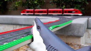 Lego City train, Lego crooks and white shark
