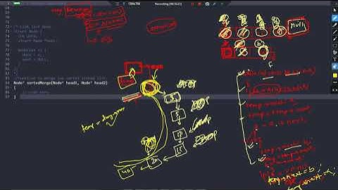 Linked List : Merge two sorted linked lists without using extra space.