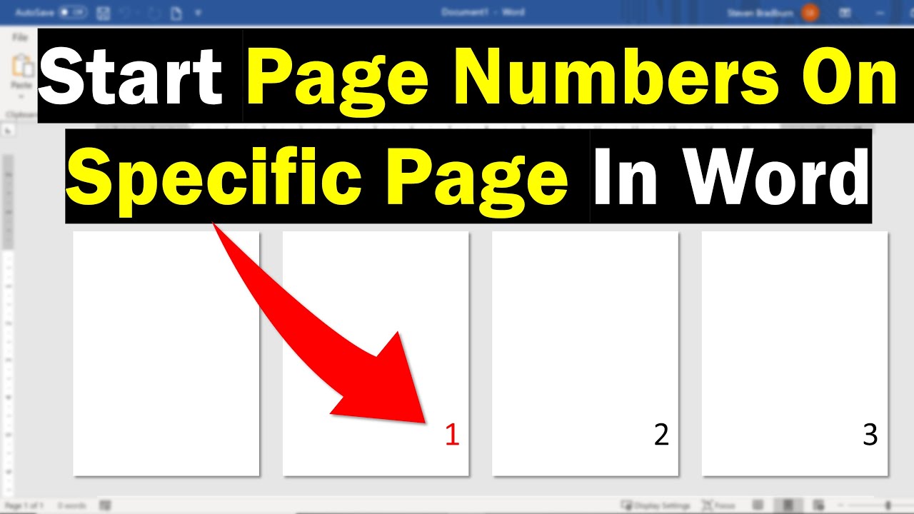 Page Numbers Starting From A Specific Page In Word - YouTube