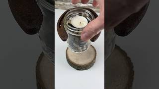 Tea light magic Wood cookie Mounted rebar horseshoe mason jar holder#shorts #shortvideo #diy