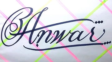 Anwar Name Signature Calligraphy Status | How to Cursive write with cut Marker #anwar @anwar