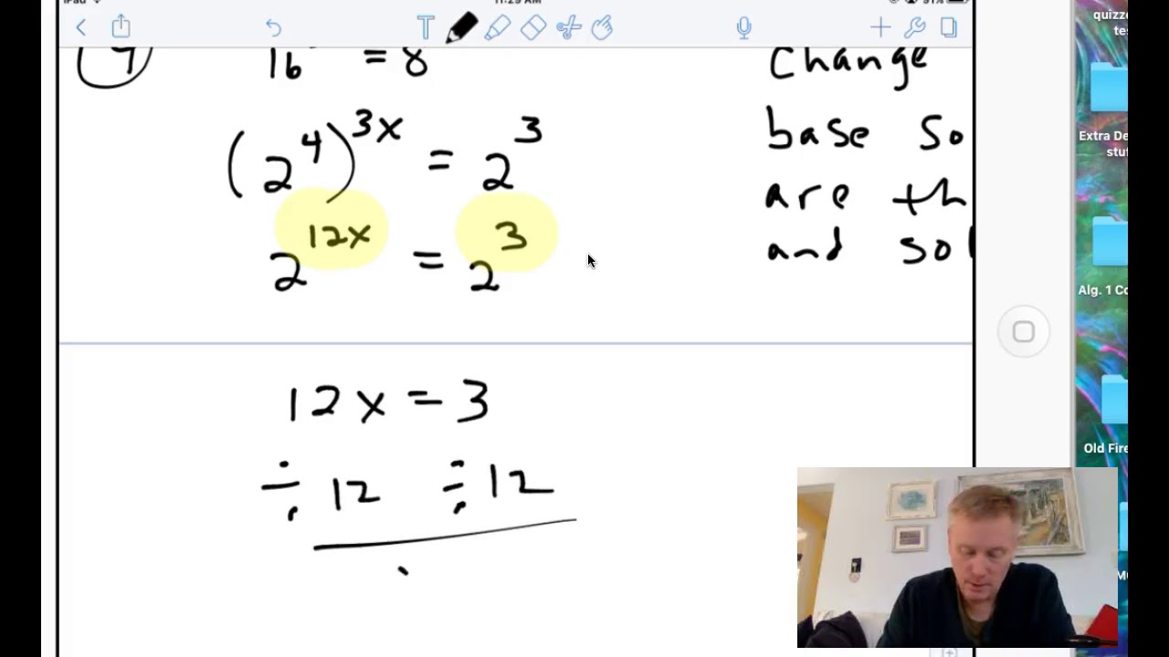 Algebra 2 Solving exponential and log equations Ch. 7-5 - YouTube