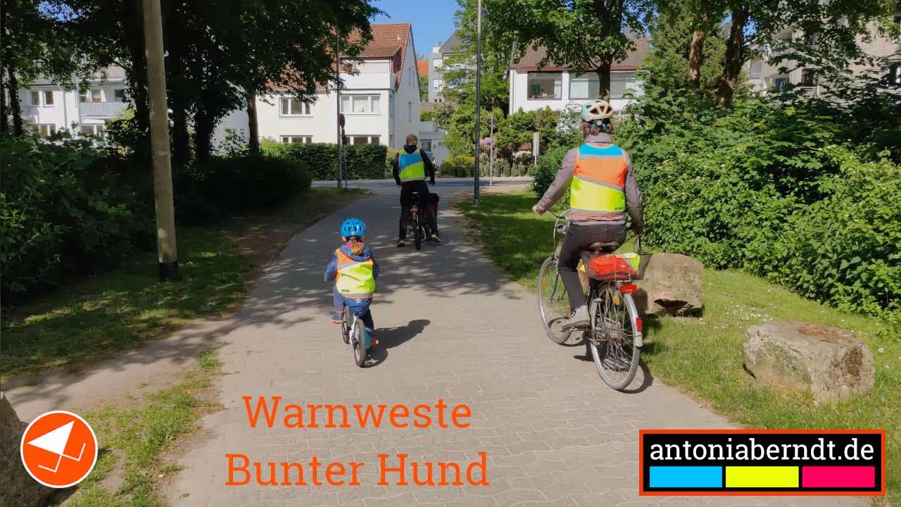 Fahrrad Warnweste Bunter Hund in Blau - Antonia Berndt