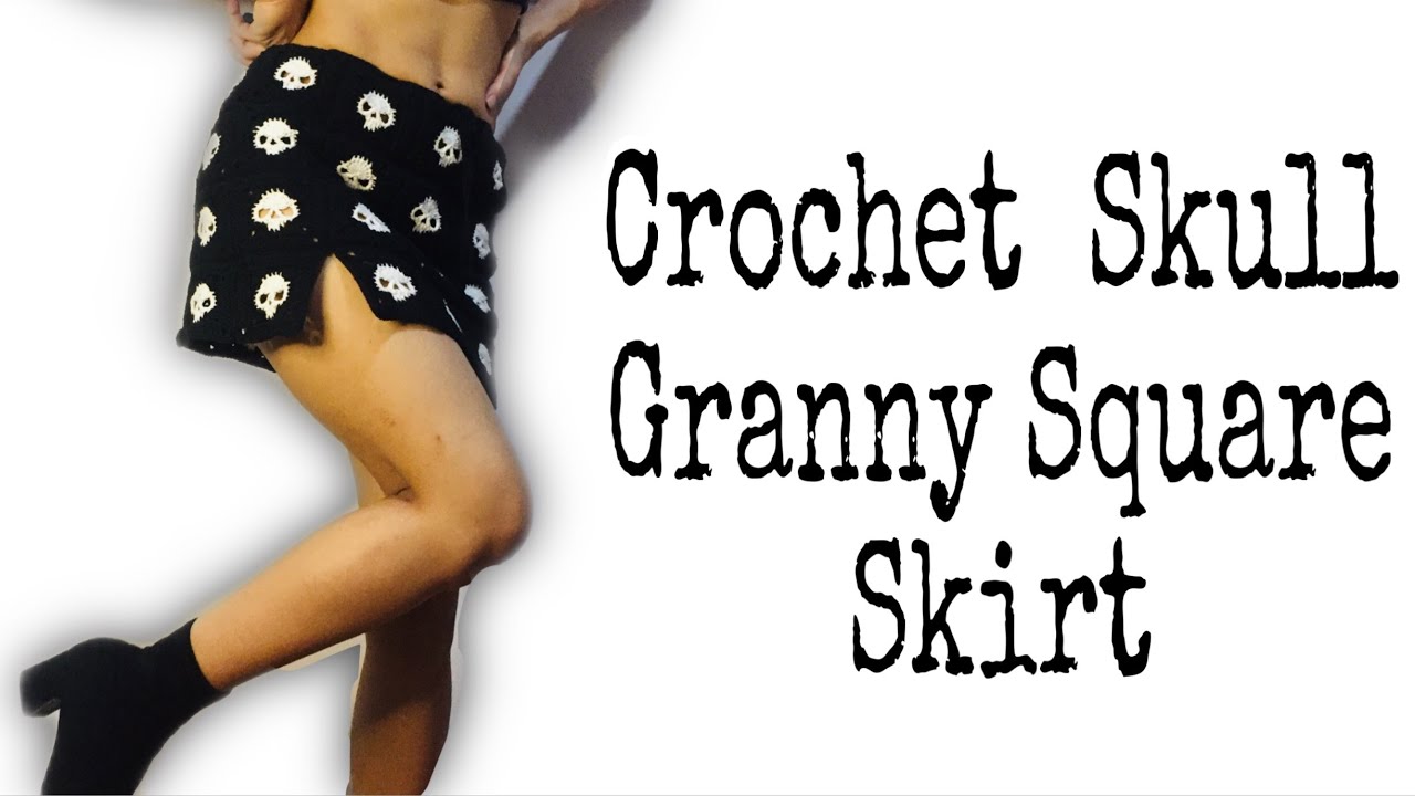 crochet skull granny square pants tutorial