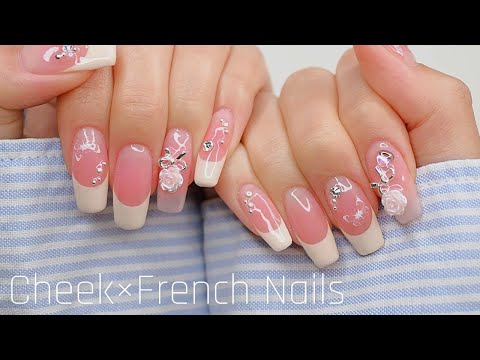 フワッと春のチーク＆フレンチネイル🤍🌸フレンチネイルの３つの方法💅パウダーチークを使ったチークネイル (sub)