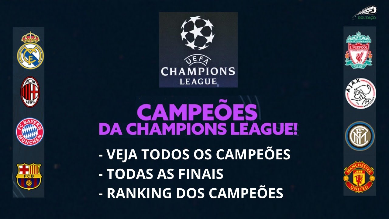 TODOS OS CAMPEÕES DA CHAMPIONS LEAGUE: Veja a lista de maiores