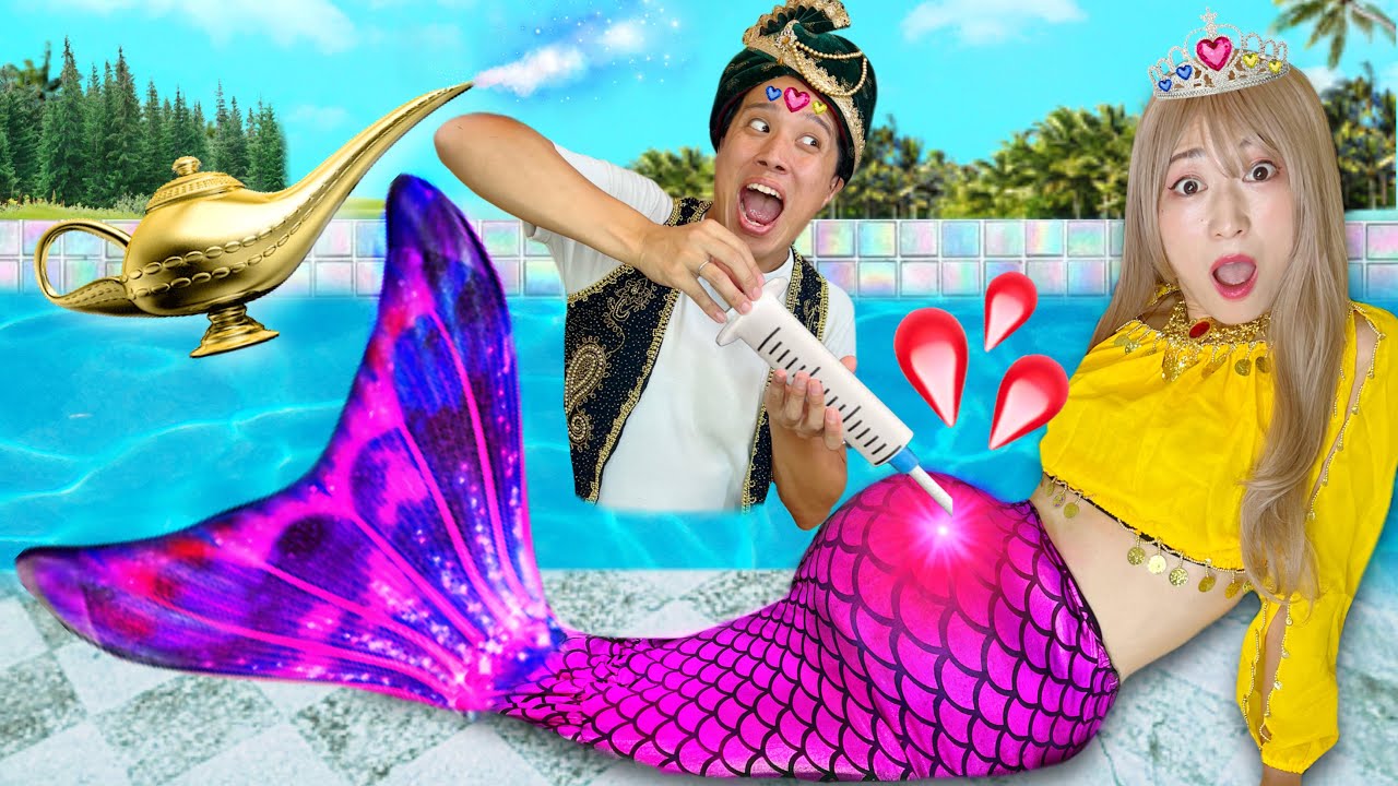 人魚のプリンセスの赤ちゃん生まれる⁉️ディズニープリンセスの妊婦さんが大ピンチ！😂おもしろ寸劇 実験道場 HAPPY  DOJO