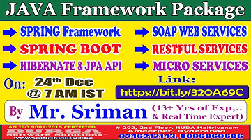 JAVA Framework Package Online Training @ DURGASOFT