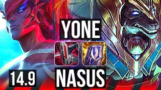 YONE vs NASUS (TOP) | 12/1/8, Legendary, 6 solo kills | NA Diamond | 14.9